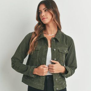 Just USA Jeans Corduroy Jacket | Dark Olive | Junior Size M (fits like women S)
